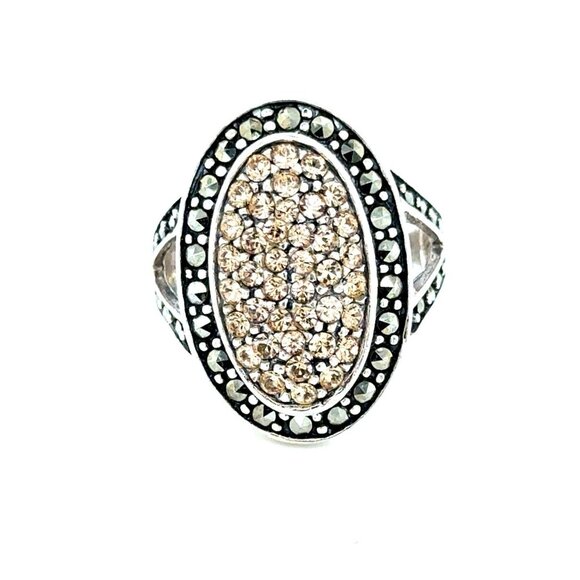 Jewelry - Champagne Stones/Black Marcasites Silver 925 Ring